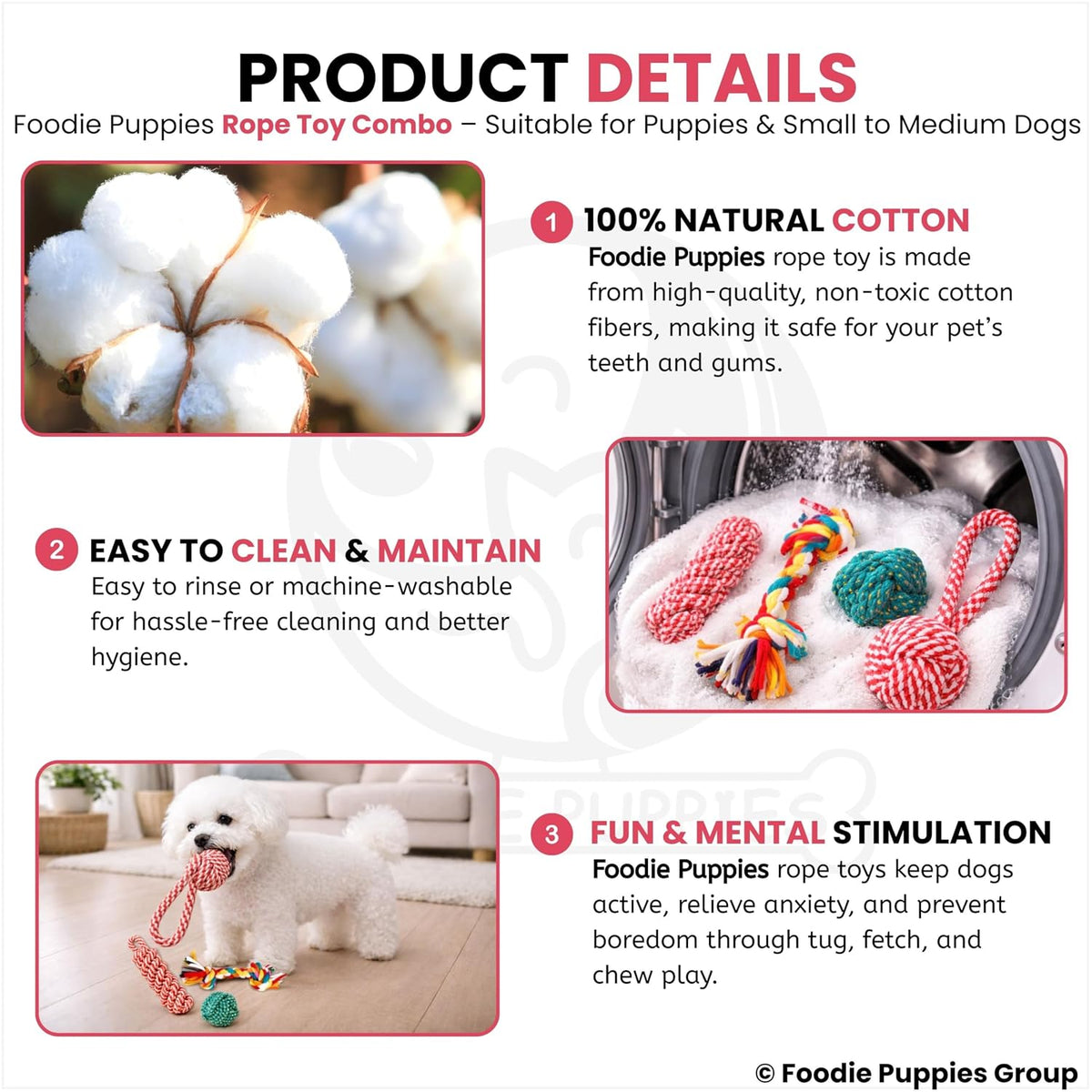 Foodie Puppies Interactive Dog Cotton Rope Chew Toy