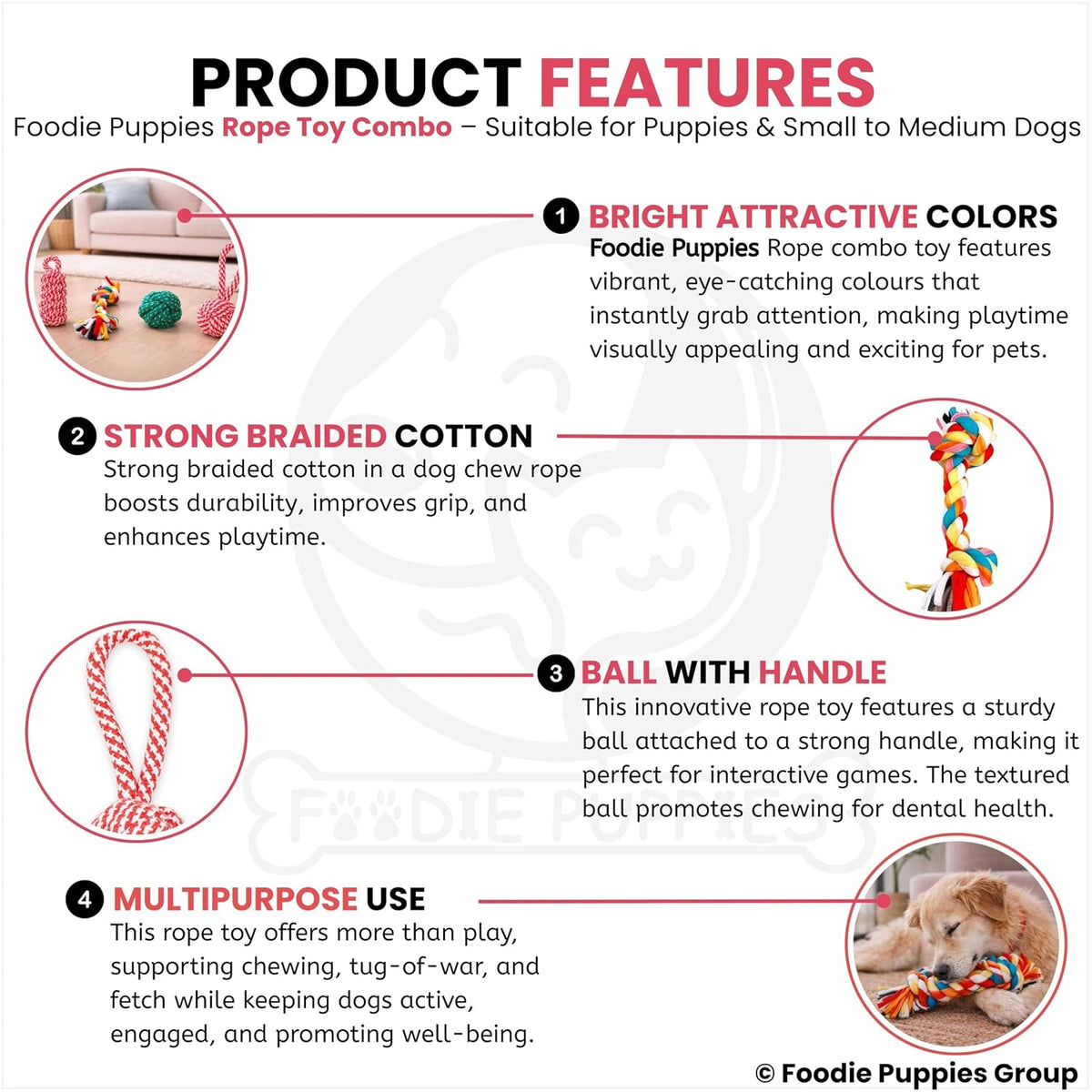 Foodie Puppies Interactive Dog Cotton Rope Chew Toy