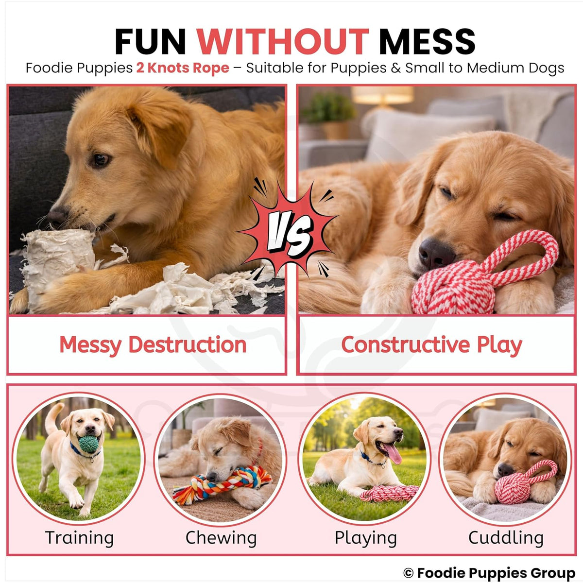 Foodie Puppies Interactive Dog Cotton Rope Chew Toy